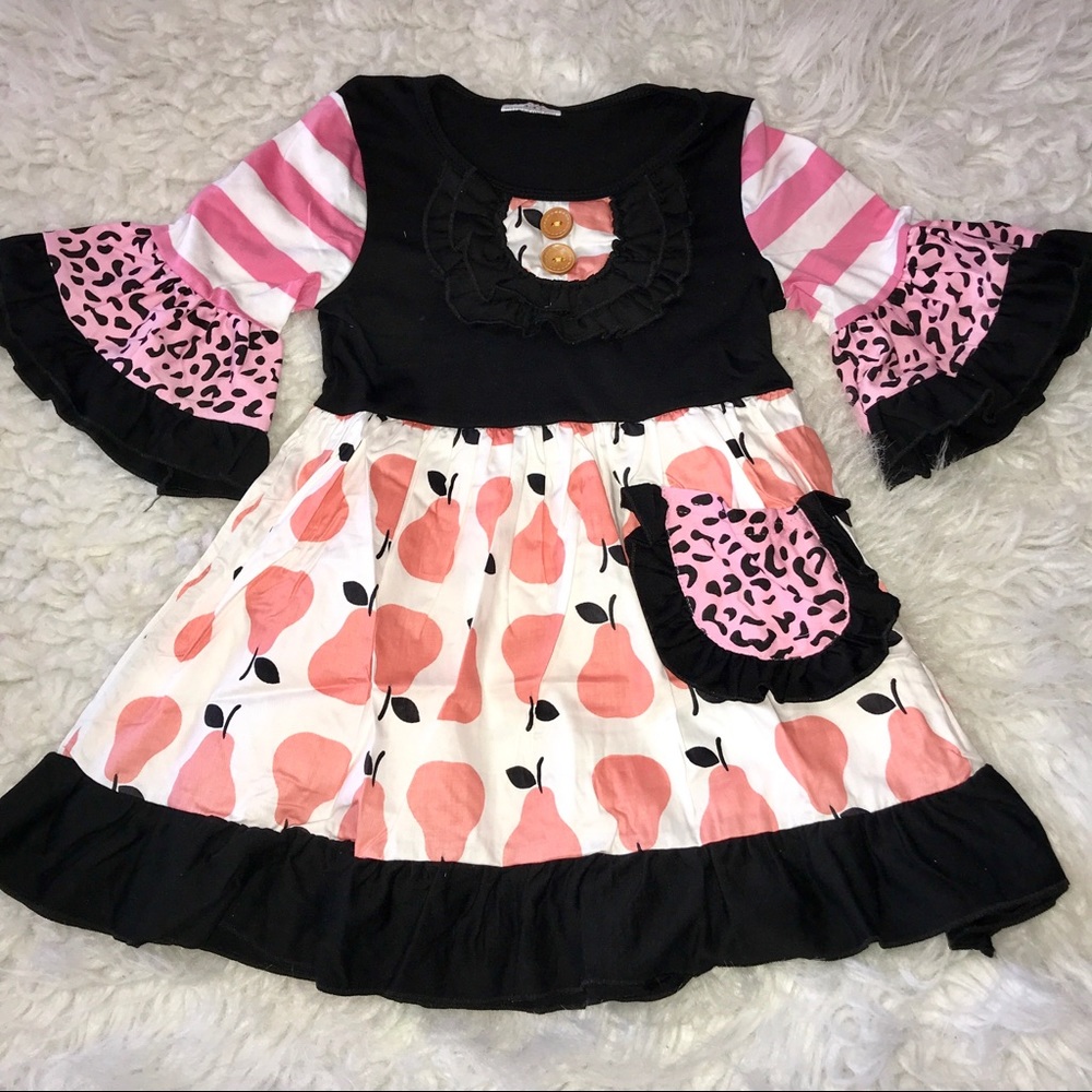 Girls Pink Pear 🍐Ruffle Dress
